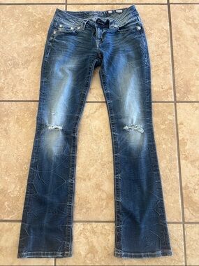 Miss Me Dark Blue Distressed Flare Jeans